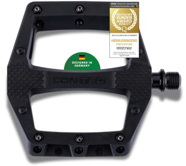 CONTEC Fahrrad-Pedal Tenderizer, Nylon Körper, MTB Pedal, Plattform-Pedale, Lightweight, CrMo Achse, Industrielager, Austauschbare Pins, Schwarz, Paar