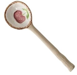 Spoons Kiln Transformed Ceramics Soup Spoons Retro Porcelain Coffee Spoon Teaspoons for Yogurt Dessert Honey Jam Spoon Ice Cream Spoon Sugar Salt Jar Spoon, Set of 2 Dessert Spoon(Color:Plum)