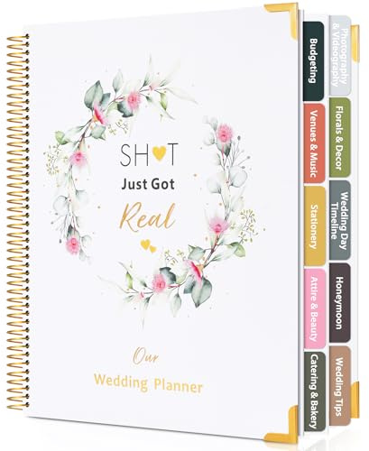 Wedding Planner Book and Organizer-196 Pages Bridal Wedding Planning Book with Sticker Checklists and Calendars for Bride To Be, Unique Engagement Gifts for Newly Engaged Couples