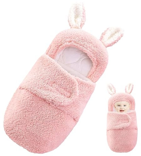 Funmo Pink Baby Schlafsack, Babyschlafsack Neugeborene,Ultra-Soft Plüsch Essentiell für Säuglinge 0-6 Monate Neugeborene Registrierung, Perfektes Baby Girl Duschgeschenk (Rosa)