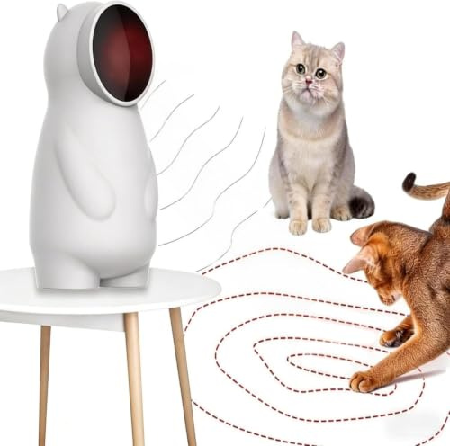 YOUKK Jouet Chat interactif, Jouet Chaton Interieur électronique Intelligent Automatique à LED Rouge, Jeu Chat, 4 Modes Jeux Chat pour Chatons ou Chats Adultes, Rechargeable