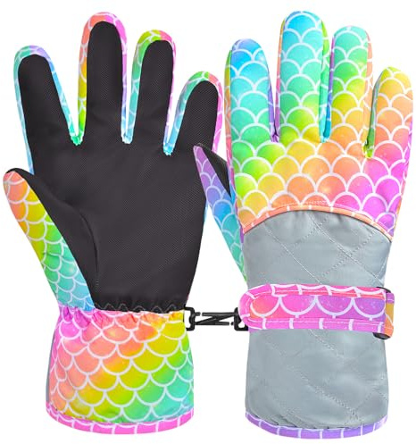 AuSletie Kids Gloves Winter Waterproof Snow Ski Gloves for Girls, Winter Outdoors Warm for Children