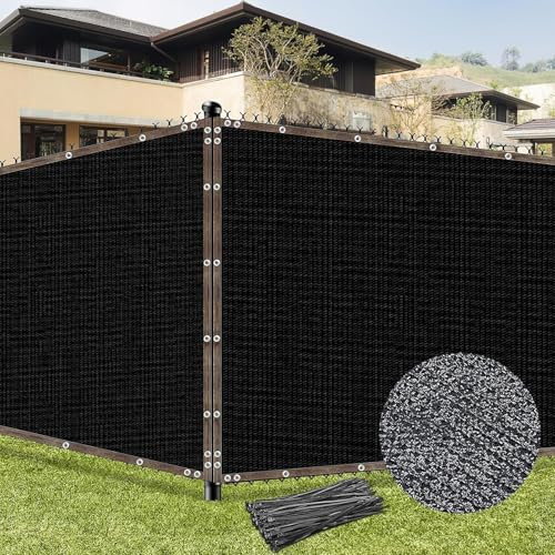 1.5 m x 15 m Privacy Screen Fence Heavy Duty,Fencing Mesh Shade Net Cover, Blockage Fence for Outdoor Wall Garden Yard Backyard Pool,Cable Zip Ties Included,Black (5x50 Ft)