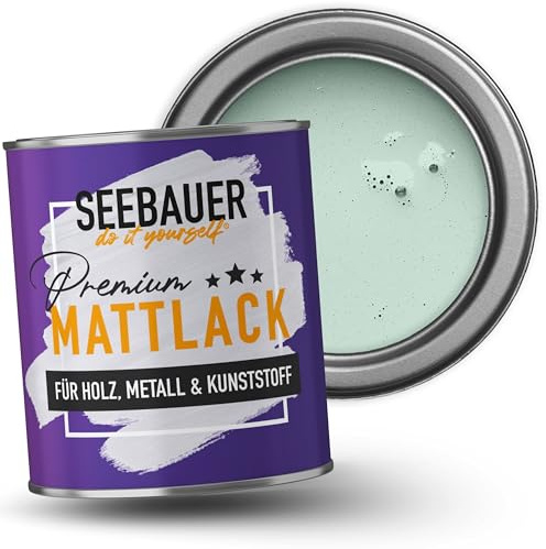 SEEBAUER diy Mattlack Türkis 750ml für Innen & Außen (No. 777 Indian Sea) Möbelfarbe ohne Schleifen - Hybrid-Lack für Holz, Metall, Kunststoff - Holzlack, Möbellack hohe Deckkraft