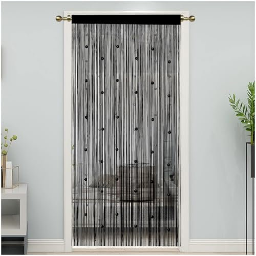 ElevaPulse Fliegenvorhang Terrassentür Schwarz - Fadenvorhang Türvorhang Insektenschutz Perlenvorhang Streifenvorhang Tür Gardine 100x200 cm ﻿