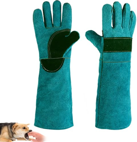 Tokaneit Anti Biss skyddshandskar, anti-biss handskar, handskar för hantering av djur, anti-bett arbetshandskar, anti-bett långa handskar, djurbetshandskar gröna 45 cm