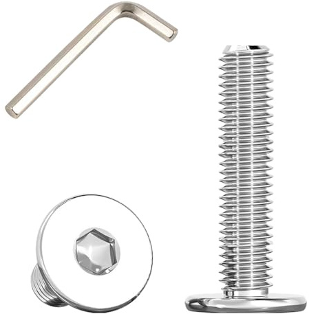 Vis Inox Tete Plate avec Bride, M8x40mm Boulons à Tête Plate Hexagonale Sont Utilisées Dans Les Meubles et Les Machines, en Acier Inoxydable 304 (15 Pièces)