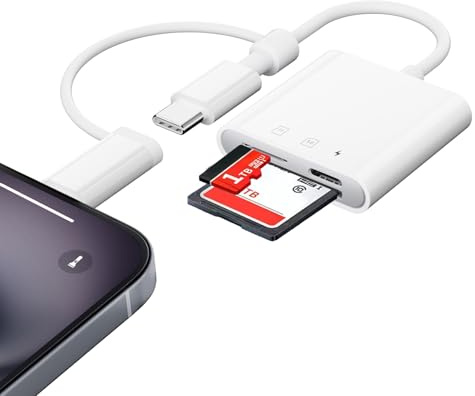 SD Karte Adapter für iPhone, [MFI Zertifiziert] 3 in 1 SD Karte Adapter, Bilder von Kamera auf Handy übertragen, Gleichzeitiges Laden, Plug and Play