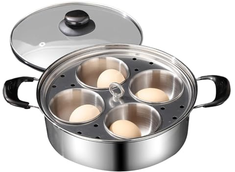 Escalfador de huevos de acero inoxidable, 4 tazas de huevo escalfado, sartén al vapor antiadherente, utensilios de cocina, cocina resistente a la corrosión para desayuno, brunch, cocina