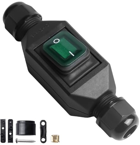 Interruptor en línea AC220 V 30 A, IP66 resistente al agua, interruptor basculante de cable, interruptor de botón pulsador, interruptor de máquina, interruptor de botón a presión en ambos lados