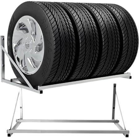 QLS Däckhylla för 4 hjul kan belastas upp till 100 kg aluminiumhylla 107 x 59 x 40,5 cm