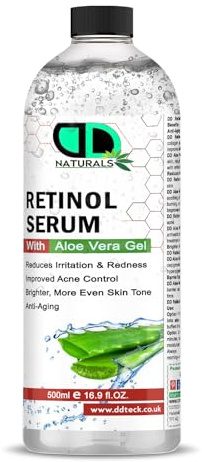 Siero al retinolo per segni post-acne, formulato con gel Aleo Vera, siero illuminante e minimizzatore dei pori per viso, riparazione della barriera cutanea post acne, non comedogenico (tappo da 500 ml