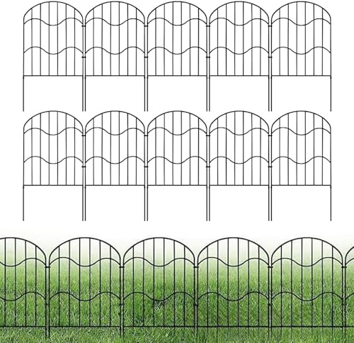 Clôture de jardin, clôture en métal antirouille | 10 clôtures décoratives pour animaux domestiques, parterres de fleurs, pelouse, cour, aménagement paysager extérieur