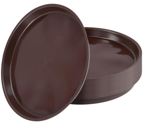 YIXNSW 20 stycken 30 cm blomkruka underlägg brun, rund kruka tefat, plast blomunderlägg för inomhus, utomhus, trädgård