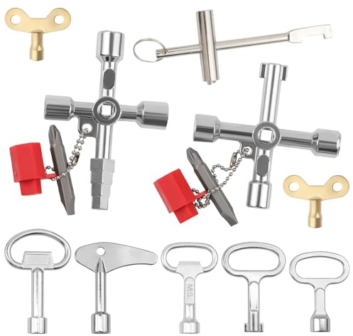 MISIQIMA 10 Stück Universalschlüssel Set, Schaltschrankschlüssel, Bauschlüssel, Architektenschlüssel Passend für Stromzähler, Wasserzähler und Aufzug