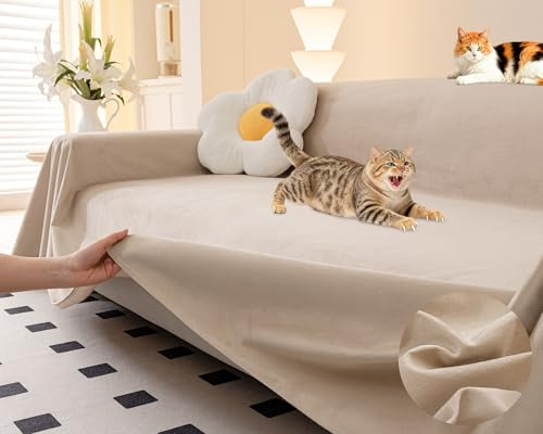 Loiion Fundas Sofa Anti Gatos, Impermeable Antideslizante Café 340x180cm | Antideslizante Antimanchas Protector Funda Sofa Cómodo y Suave, Fundas Sofá 3 Plazas, Funda Sofas Gatos y Perros Mascotas