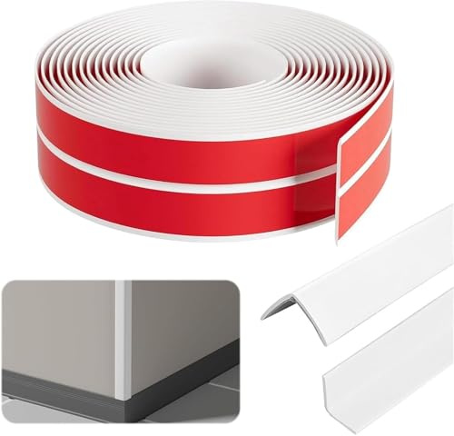 Self-Adhesive Edge Protection Strips Edge Protection Strips Made of TPE - 4 cm x 5 m Waterproof Soft Skirting Board for Doors, Windows, Walls & Floors - Cuttable, Flexible, Ideal for Kitchen