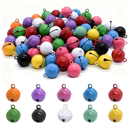 60 PCS Small Bells for Crafts, Jingle bells, Colorful Small Craft Bells, Christmas Decorations Baubles for Party Jewelry Making Dog Cat Collars Christmas Decorations