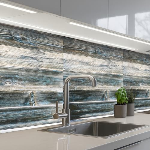 KitchenYeah© Credence Cuisine Sur Mesure 60x200 cm Plaque Adhesive Murale Panneau Decoratif Interieur Peel And Stick Mural Protection Mur Vintage - Motif - Bois