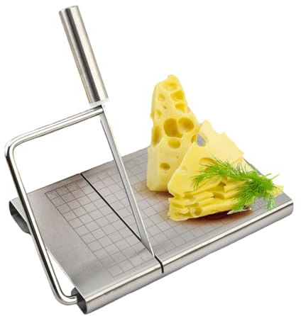 Stainless Steel Blade Cheese Slicer, Cheese Cutter with Board,Stainless Steel Metal Cheese Cutter for Block Cheese,Ham,Vegetables, Dishwasher Safe