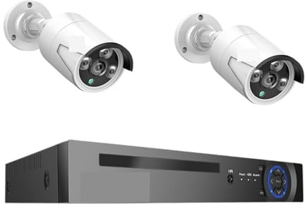 WAFOHSR Di Telecamere Sicurezza POE 4K Con Rilevamento Facciale AI, NVR CCTV 8MP 8CH, H.265, P2P, Video, Telecamera IP For Esterni, Set Sorveglianza Rilevamento Del Movimento(None,5MP 2PCS AI Camera)