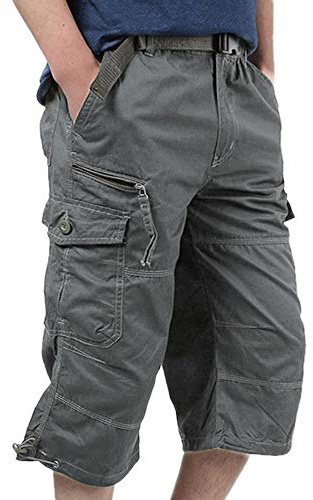 Pantalones Tres Cuartos para Hombre Pantalón Cargo para Exteriores Pesca en Verano Casual Tallas Grandes Pantalones Deportivos de Tela Slim Stretch Bermudas Cortas