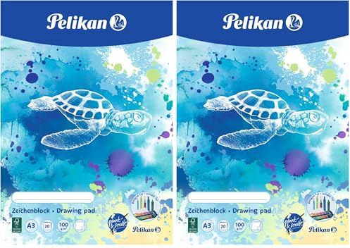 Pelikan Zeichenblock A3, 20 Blatt, 100g/m², 1 Stück (Packung mit 2)