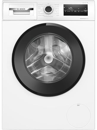 Bosch Serie 4 Waschmaschine 8 kg 1400 UpM Faltenreduzierung WAN282K4 | Bis zu 65% verkürzte Waschzeit mit Speed Perfect, leiser bürstenloser Motor, stufenlose Mengenautomatik, Kindersicherung