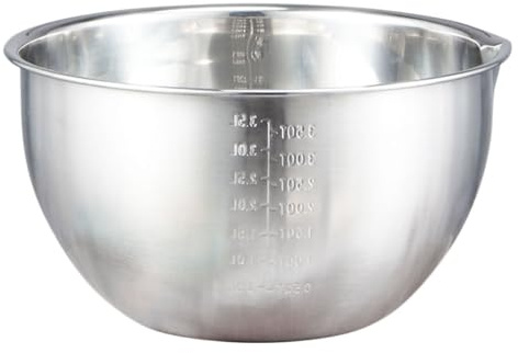 Cabilock Ciotola in Acciaio Inox 1,2l con Misurino Interno e Beccuccio Versatore, Ciotola da Cucina Versatile per Mescolare e Conservare Alimenti, Adatta per Insalate, Uova e Preparazioni
