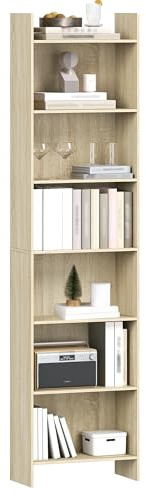 Hzuaneri Bücherregal Standregal 7 Fächer 24 x 48 x 197,4 cm Eichenbeige | Offen, Büroregal, als Raumteiler BC01716X