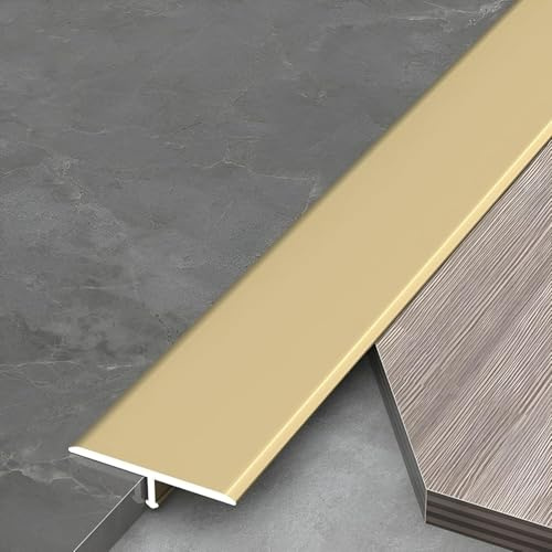 Aluminium T-Übergangsprofil & Übergangsleiste 2x135 cm Schwellen Fugenprofil für Türbereich Wasserdicht Rostfrei Kratzfest Trittfest für Fliesen Laminat Vinyl innen Bad Küche(Gold,Breite: 4cm)
