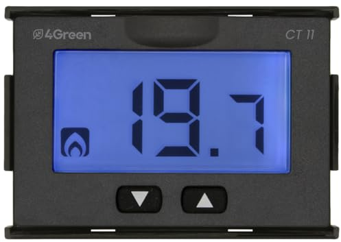 4GREEN CT 11B 503 inbyggd termostat (3 moduler), blå bakgrundsbelyst display, värme- och luftkonditioneringsmiljötermostat, batteridriven, frontplattor vit och grå