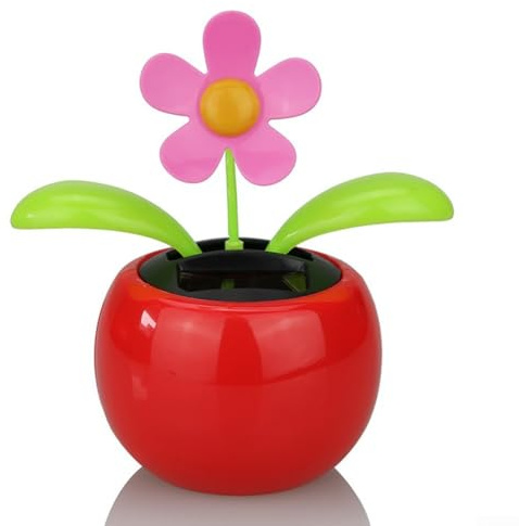 Solar Tanzende Blume für DEKO, Sonnenenergie Wackelfigur aus ABS, Automatischer Schwinger für Fensterbank & Auto, Wetterfeste Tischdekoration ohne Batterien(red)