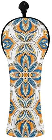Copritesta per mazze da golf, vintage, mandala, floreale, per conducenti in legno, ibridi, uomini e donne, in pelle PU con etichette intercambiabili