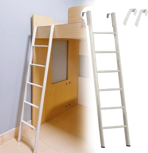 Scaletta Letto a Castello Scala Pioli Metallo Letto Castello Singolo, Soppalco Dormitorio, Scala Corta Camper, Bambini Adulti, Laterale Piedini Antiscivolo Gancio, 120 125 130 140 145 160cm(185cm/73)