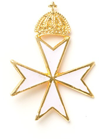 The Masonic Collection - Cavalieri Malta Priors Cap Badge - Placcato oro con smalto bianco - Pin Fitting - Un utile accessorio regalo per uomini massoni, Smalto