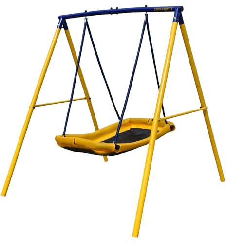 Zero Gravity Gartenschaukel mit stabilem & rostfreiem Metallrahmen. Gartenspaß für bis zu 2 Kinder - Schaukelketten für mehr Sicherheit - Reißfester Stoff - Schaukel Outdoor (Magic Carpet)