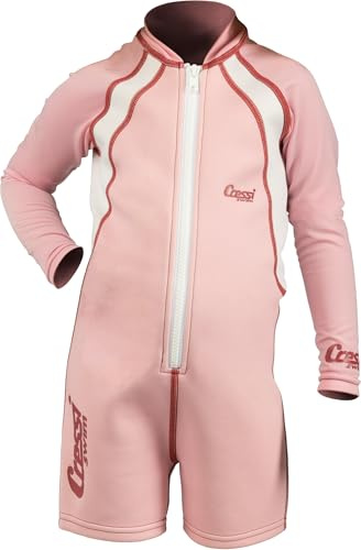 Cressi Shorty Kid - Muta Shorty per Bambini in Neoprene Ultra Stretch 1.5/2mm, Maniche Lunghe, S (2 Anni), Rosa/Bianco