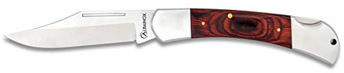 Navaja Comando Madera Roja 10 cm para Caza, Pesca, Camping, Outdoor, Supervivencia y Bushcraft Albainox 10268 + Portabotellas de regalo