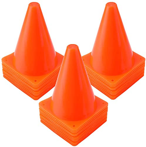 Faswin 40 Stück Markierungskegel Kunststoff Marker Trainingshilfen Haltbar Markierkegel Leitkegel Kinder Kegel für Sport Reitsport Hund Training Fußball 18cm (Orange)