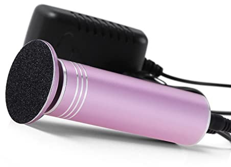 Elektrische Hornhautentferner Einstellbare Geschwindigkeit Professionelles Pediküre Fußfeile mit Austauschbaren Fußfeilen für Tote Harte Rissige Haut, mit 60 Stück Ersatz Schleifkissen (Rosa)