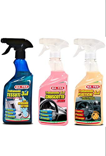 MAFRA Kit 3 Pezzi per Interni - 3in1 CRUSCOTTO 500ml,3in1 PLASTICHE 500ml,3in1 Tessuti 500ml