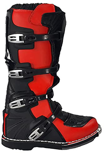 Stivali per moto da cross enduro fuoristrada quad (46 EU, Rosso)