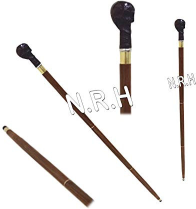 Gehstock aus Holz, nautischer viktorianischer Stil, Totenkopfgriff, Vintage-Stil, 91,4 cm