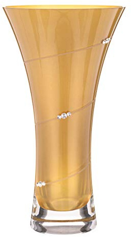 DIAMANTE Swarovski Gold Trumpet Flared Vase with Swarovski Crystals - 25cm in gift box