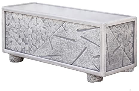 AnaParra Jardinera Hormigón aligerado Modelo Invierno 98x37x37cm. Resistente UV, heladas, Vientos. Sin Mantenimiento. Peso: 60Kg. Color: Gris