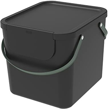 Rotho Albula Mülltrennungssystem 40l für die Küche, Kunststoff (PP) BPA-frei, schwarz, 40l (39.8 x 35.8 x 33.9 cm)