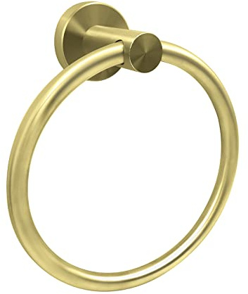 Anneau porte-serviettes rond en acier inoxydable doré pour salle de bain à fixation murale (doré brossé)