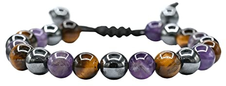 Amazing Gemstone Quit Smoking Cessation Quit Vaping Aid Bracelet - Hematite Tiger Eye Amethyst Bracelet Set for Men Women Healing Calming Anxiety Stress Relief Gifts Pulseras Para Hombres Mujer