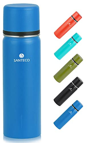 SANTECO Borraccia Termica, Termos Caffè in Acciaio Inox Doppia Mantiene le bevande fredde per 24 ore e calde per 12 ore, Bottiglia thermos a prova di perdite, senza BPA(Blu, 500ML)